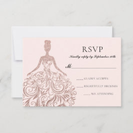 Glam Girly Pink Rose Gold Glitzer Sparkleider RSVP Karte