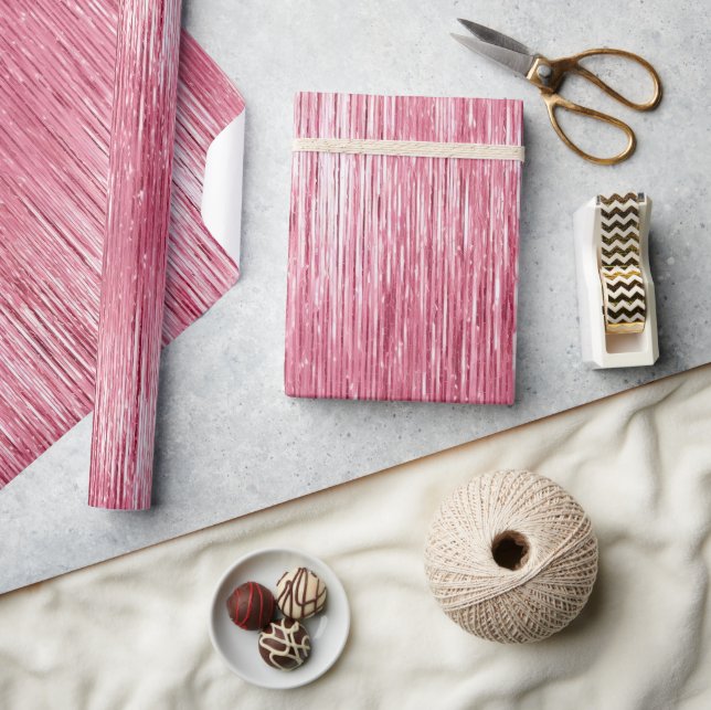 Glam Girly Pink Sparkline Streifen Geschenkpapier (Kunsthandwerk)