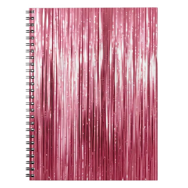 Glam Girly Pink Tinsel Streifen Notizblock (Vorderseite)