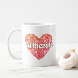 Glam Girly Red Glitzer Herzname Kaffeetasse