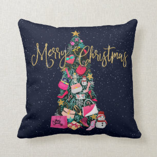 Glam Girly Shoes Purse Makeup Weihnachtsbaum Kissen