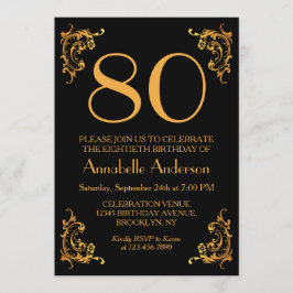 Glam Glam Modern Gold Black Vintag Retro Einladung