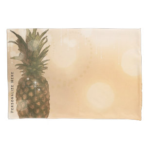 Glam Glänzende Goldene Ananas Elegant Tropical Kissenbezug