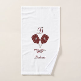 Glam Glit Pickleball Queen Paddles Initial Floral Handtuch
