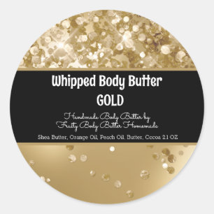 Glam Glitter Pailletten Gold-Bad Branding Verpacku Runder Aufkleber