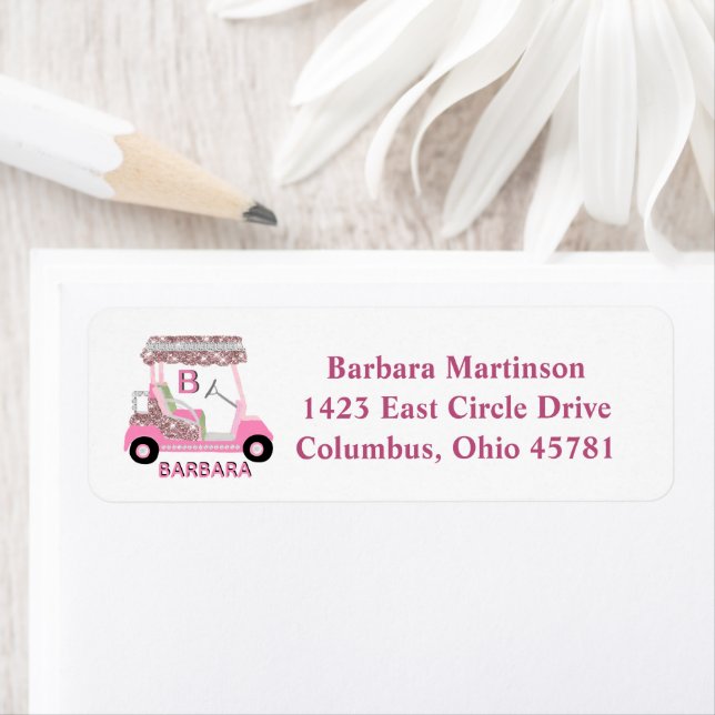 Glam Glitz Monogram Name Rose Gold Golf Cart (Insitu)