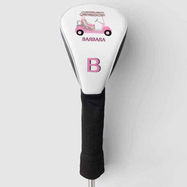 Glam Glitz Monogram Rose Gold Diamond Cart Golf Headcover (Vorderseite)
