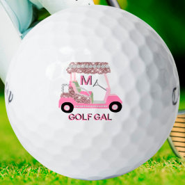 Glam Glitz Monogram Rose Gold Diamond Cart Golfball