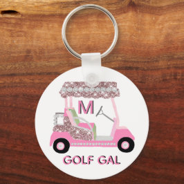 Glam Glitz Monogram Rose Gold Golf Cart Schlüsselanhänger