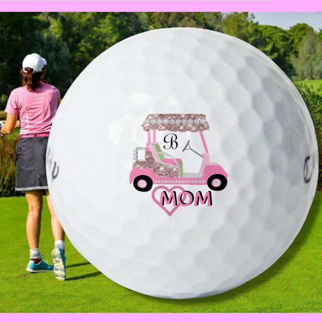 Glam Glitz Monogramm Roségold Mutter  Golfball (Von Creator hochgeladen)