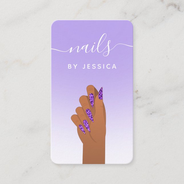 Glam Glitzer Cheetah Print Nail Artist QR-Code Visitenkarte (Vorderseite)