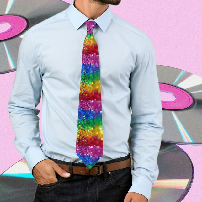 Glam Glitzer Farbige Regenbogen Pailletten Krawatte (Von Creator hochgeladen)