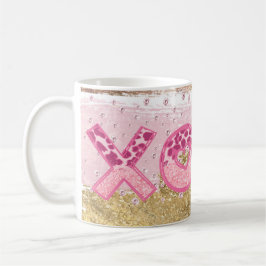Glam Glitzer Gold Pink Luxe XOXO Valentine Kaffeetasse