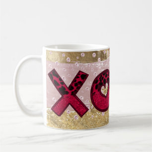 Glam Glitzer Gold Red Luxe XOXO Valentines Kaffeetasse