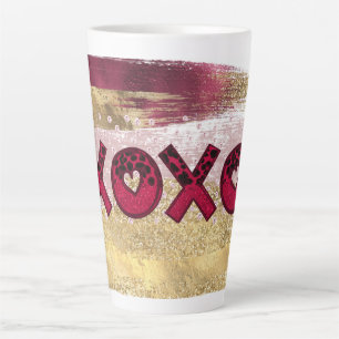 Glam Glitzer Gold Red Luxe XOXO Valentines Milchtasse