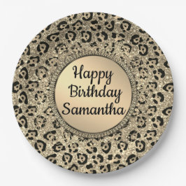 Glam Glitzer Leopard Druckplatte Pappteller