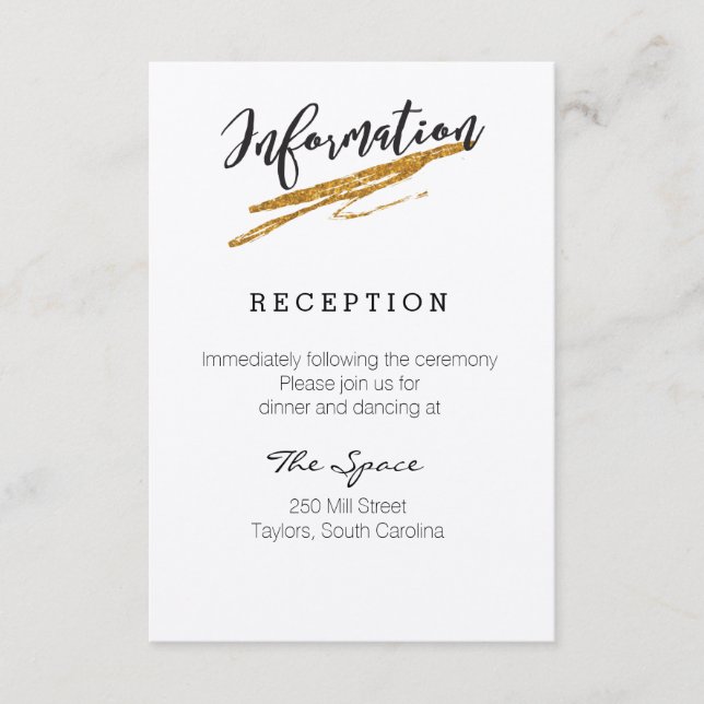 Glam Glitzer Schwarzweiß-Informationskarte Begleitkarte (Vorderseite)