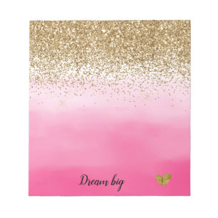 Glam Glitzy Sparkle Glitzer Pink Wasserfarbe Notizblock