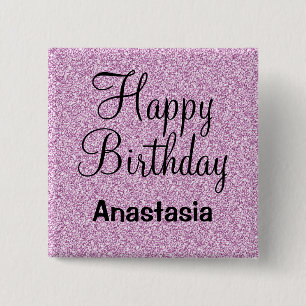 Glam Glücklicher Geburtstag Lila Glitter Funkeln N Button