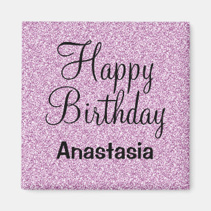 Glam Glücklicher Geburtstag Lila Glitter Funkeln N Magnet