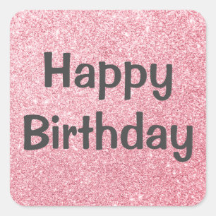 Glam Glücklicher Geburtstag Roségold Glitter Quadratischer Aufkleber
