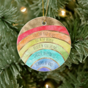 Glam GoId Rainbow Keramik Ornament