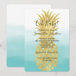 Glam Gold Ananas Aqua Aqua Einladung