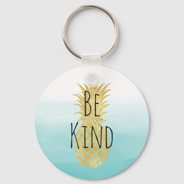Glam Gold Ananas Aqua Aqua Schlüsselanhänger (Vorderseite)