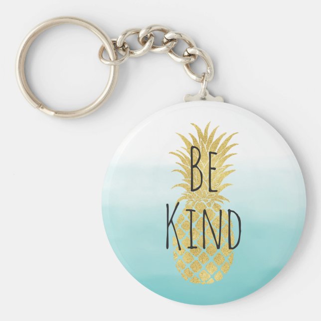 Glam Gold Ananas Aqua Aqua Schlüsselanhänger (Vorne)