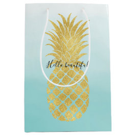 Glam Gold Ananas Aqua Mittlere Geschenktüte