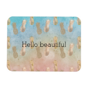 Glam Gold Ananas Aqua Pink Gefärbte Krawatte Magnet