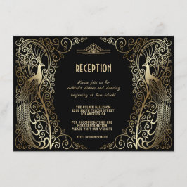 Glam Gold Art Deco Peacocks Senior Empfang Einladung