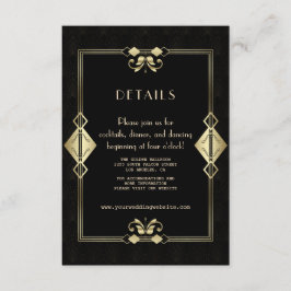 Glam Gold Black Art Deco 20s Hochzeitsempfang Begleitkarte