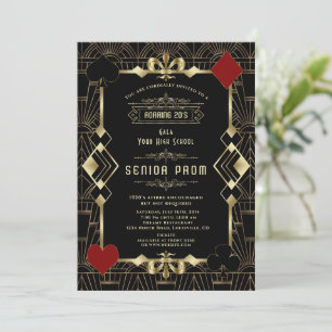 Glam Gold Black Casino Gatsby 20er Abschlussball Einladung