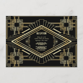 Glam Gold Black Great Gatsby Hochzeitsempfang Einladung