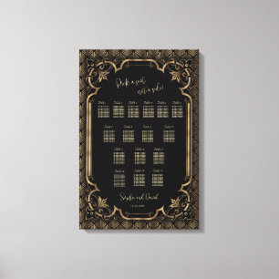 Glam Gold Black Wedding Chart Leinwanddruck
