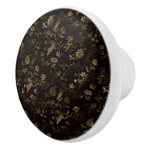 Glam Gold Blätter Muster braun Keramikknauf