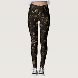 Glam Gold Blätter Muster braun Leggings