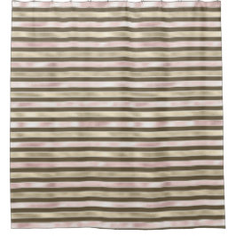 Glam Gold Blush Pink Brown Streifen Duschvorhang