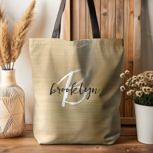 Glam Gold Brushed Metal Schwarz-weiß Monogram