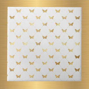 Glam Gold Butterfets White Fliese