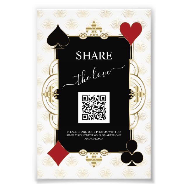 Glam Gold Casino Share The Love QR Code Wedding Fotodruck (Vorne)