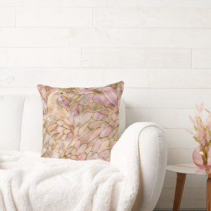 Glam Gold Chic Pink Peacock Kissen