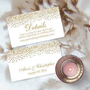 Glam Gold Confetti Dots Wedding Details Cards Begleitkarte