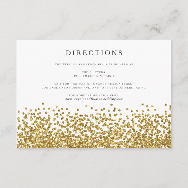 Glam Gold Confetti Dots Wedding Directors Card Begleitkarte (Vorderseite)
