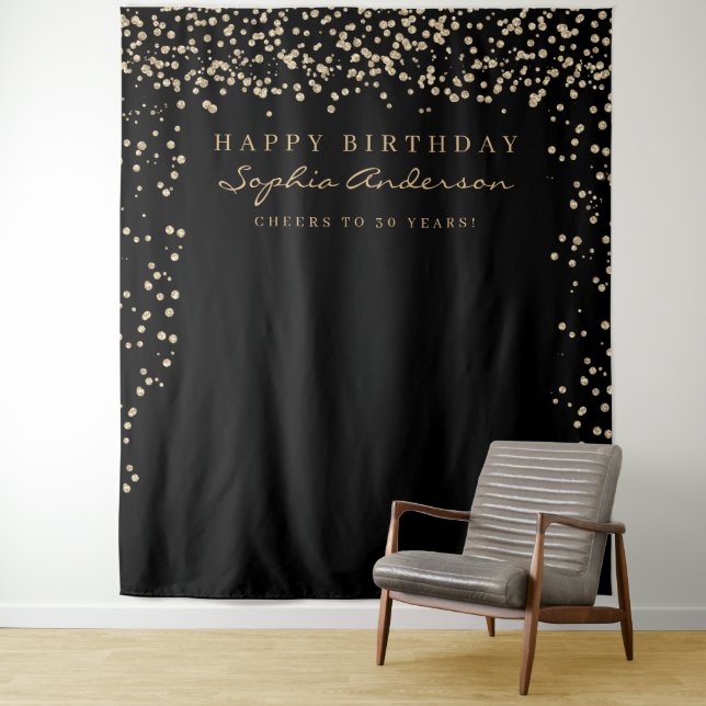 Glam Gold Confetti Geburtstag Hintergrund jedes Al Wandteppich (Beispiel)