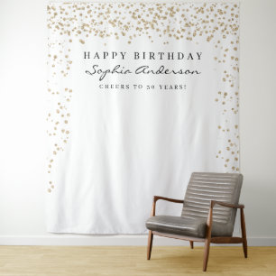 Glam Gold Confetti Geburtstag Hintergrund jedes Al Wandteppich
