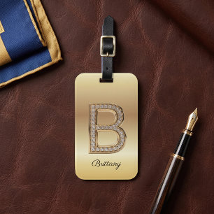 Glam Gold Diamant Monogramm Anfangsbuchstabe B Gepäckanhänger