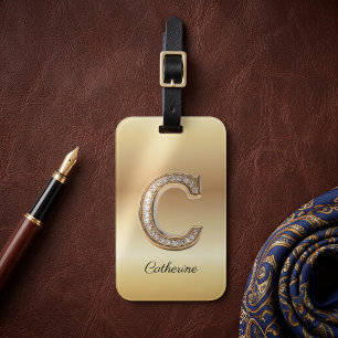 Glam Gold Diamant Monogramm Anfangsbuchstabe C Gepäckanhänger
