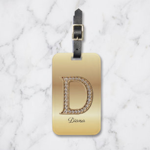 Glam Gold Diamant Monogramm Anfangsbuchstabe D Gepäckanhänger